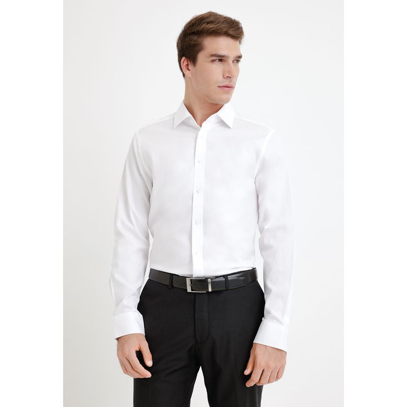 TRIAL - Camisa Hombre Formal Algodón Liso Essential Blanco