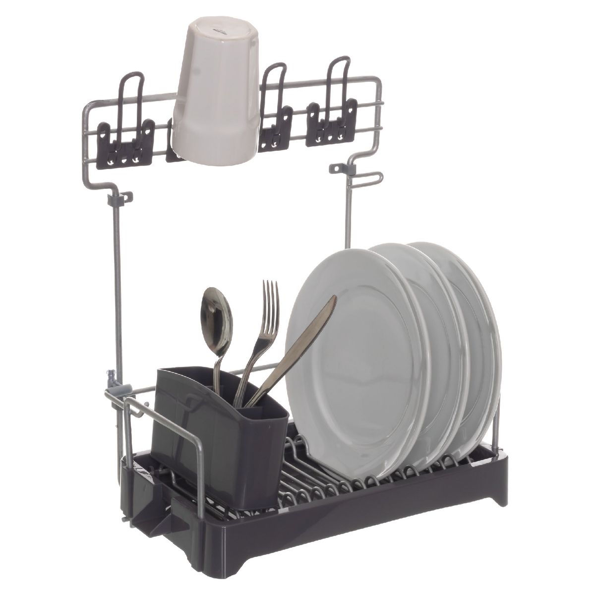 METALTRU - Secaplatos Escurridor Termoplastificado de Pared Gris 14 Platos