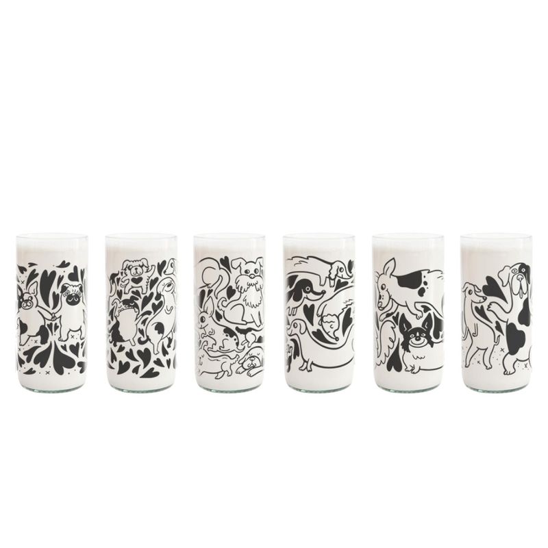 GREEN GLASS - DOG LOVER - JUEGO DE 6 VASOS PERRUNOS