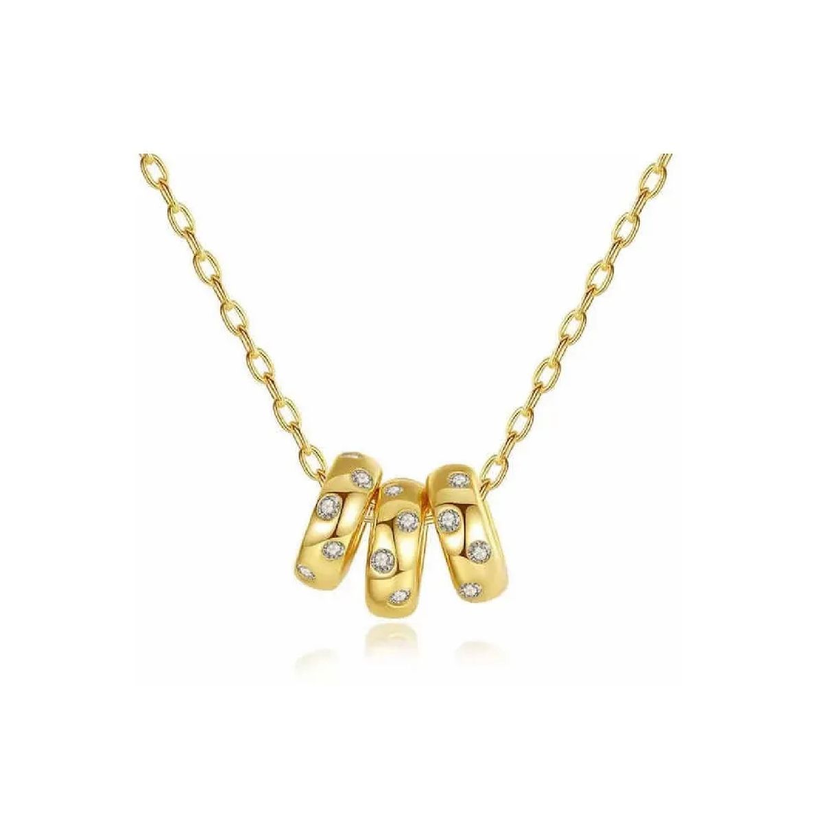 SILVER HEART - Collar con Tres Cuentas y Circones en Plata Fina 925 SILVER HEART