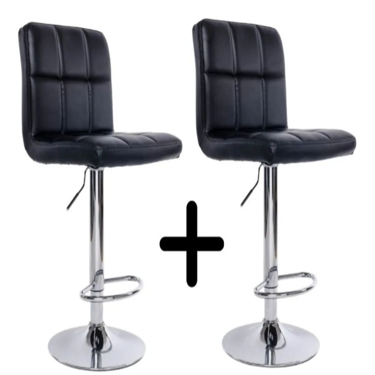 Pack Sillas Bar Milan Taburete Ecocuero color Negro