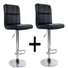 GENERICO - Pack Sillas Bar Milan Taburete Ecocuero color Negro