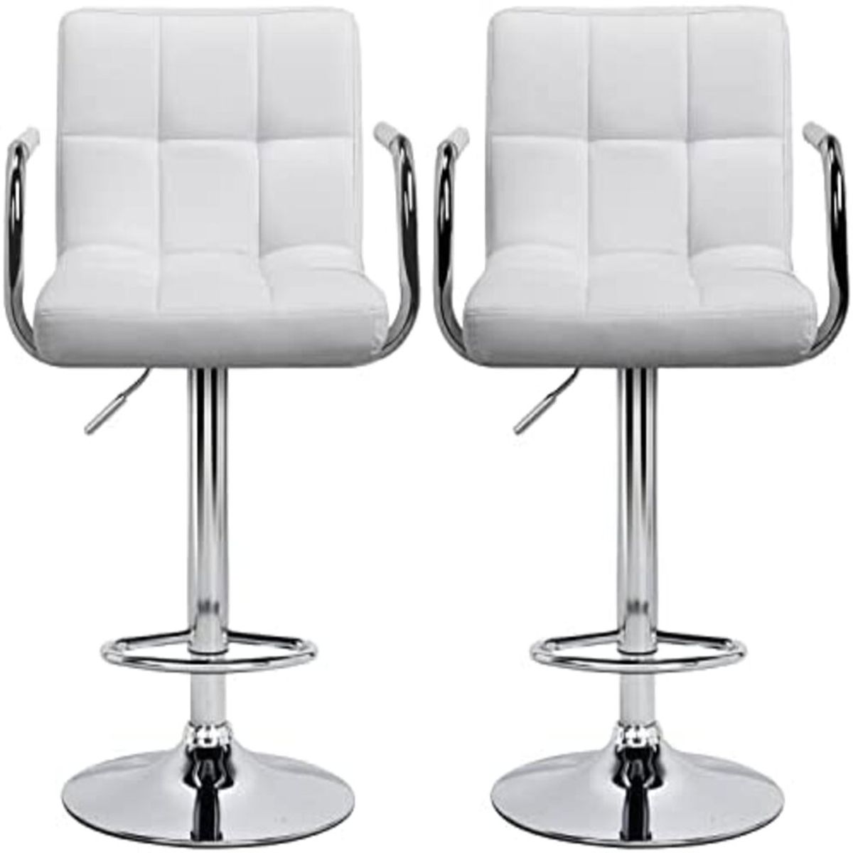 ARTIHOGAR - Pack Sillas Bar  Milan Taburete Ecocuero con Apoyabrazo color Blanco