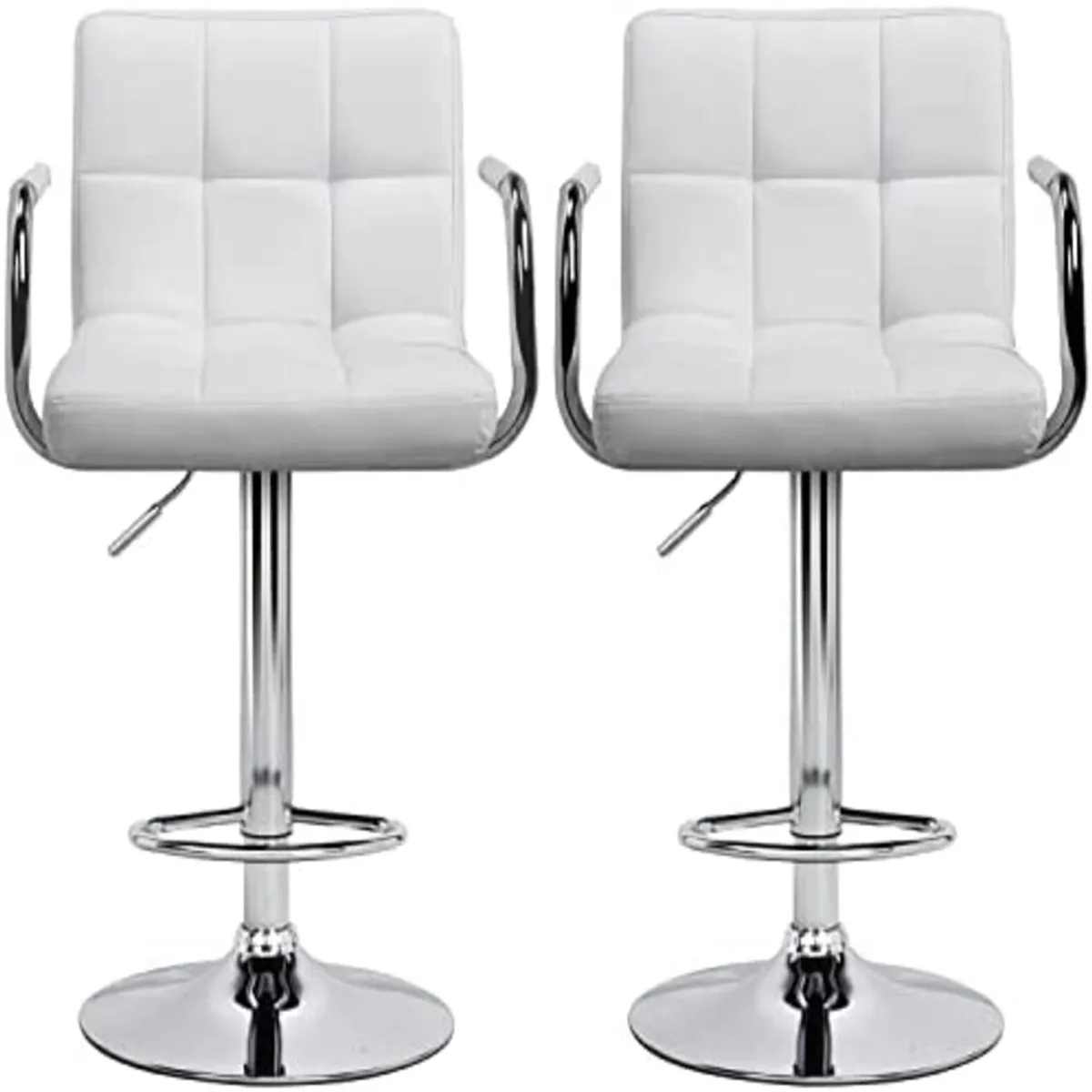 ARTIHOGAR - Pack Sillas Bar  Milan Taburete Ecocuero con Apoyabrazo color Blanco