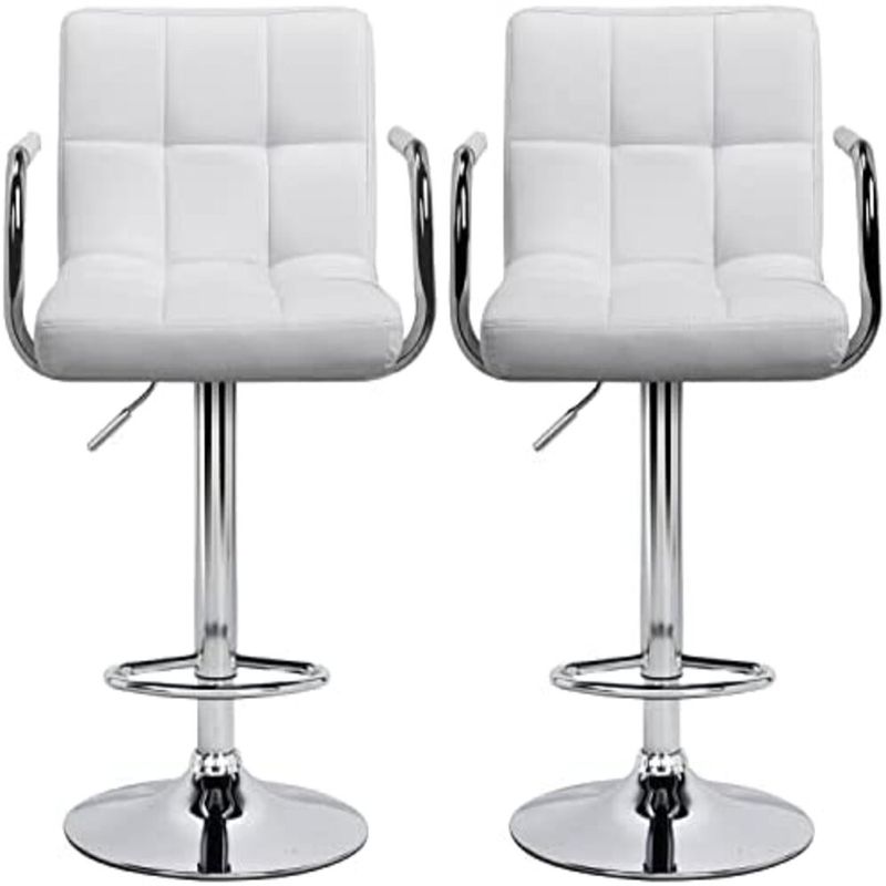 ARTIHOGAR - Pack Sillas Bar  Milan Taburete Ecocuero con Apoyabrazo color Blanco