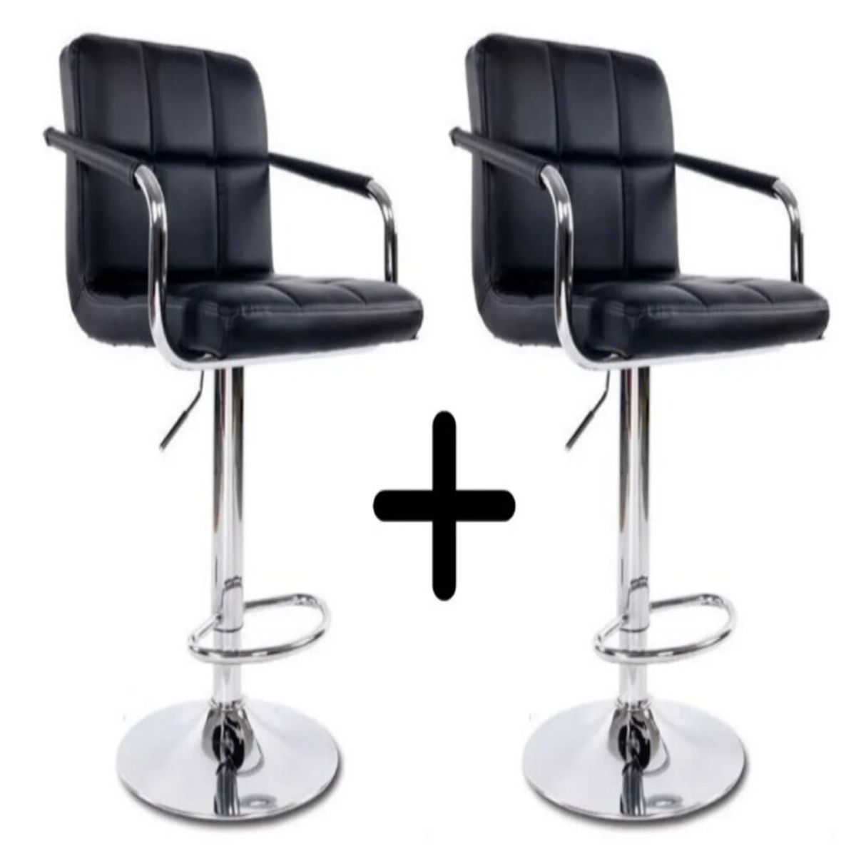 ARTIHOGAR - Pack Sillas Bar  Milan Taburete Ecocuero con Apoyabrazo color Negro