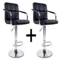 Pack Sillas Bar Milan Taburete Ecocuero con Apoyabrazo color Negro