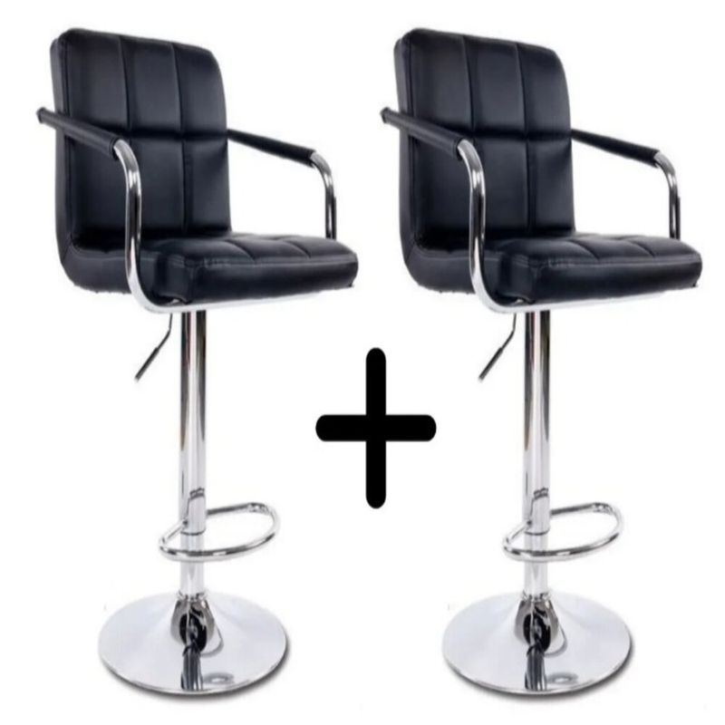 ARTIHOGAR - Pack Sillas Bar  Milan Taburete Ecocuero con Apoyabrazo color Negro