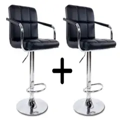 ARTIHOGAR - Pack Sillas Bar Milan Taburete Ecocuero con Apoyabrazo color Negro
