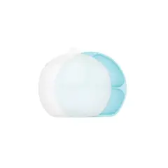 BUMKINS - Plato con tapa+agarre (silicona) / GripDish&StretchLid Azul