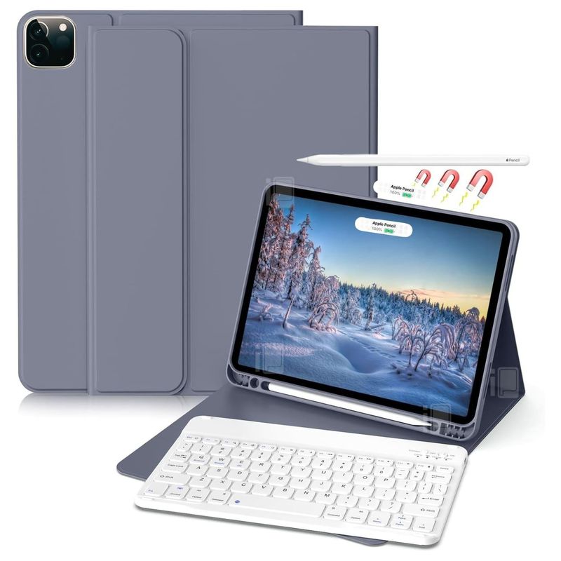 GENERICO - Funda Con Teclado Para iPad Pro 11 1ª/2 ª/3/4ª Color Rosado Español - Lavanda