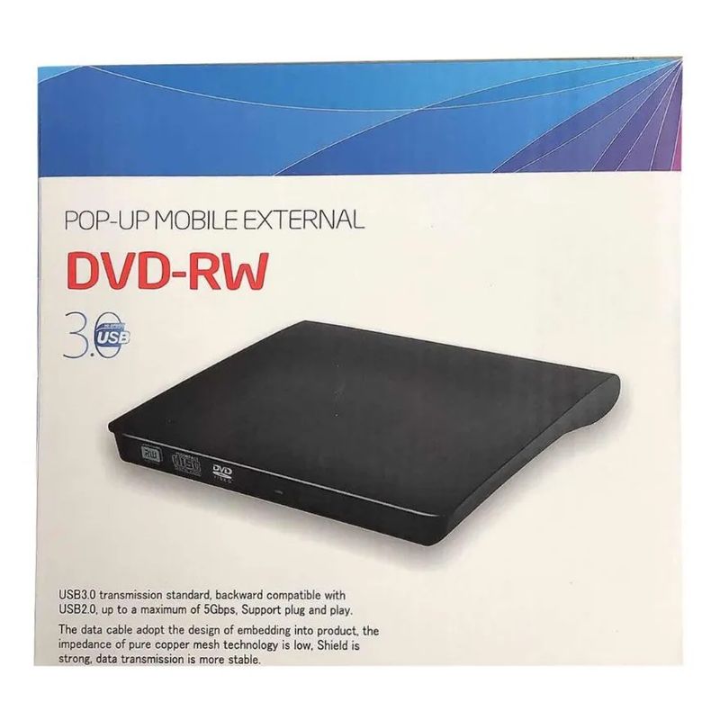GENERICO - Grabador Y Lector De Cd/dvd Externo Slim Portable Usb 2.0