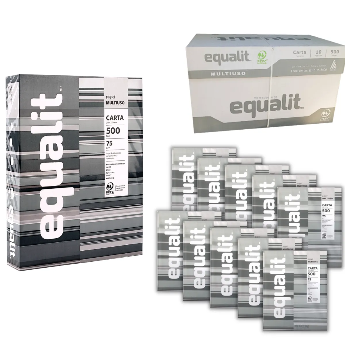 EQUALIT - Pack 10 Resma Carta 500 Hojas Equalit