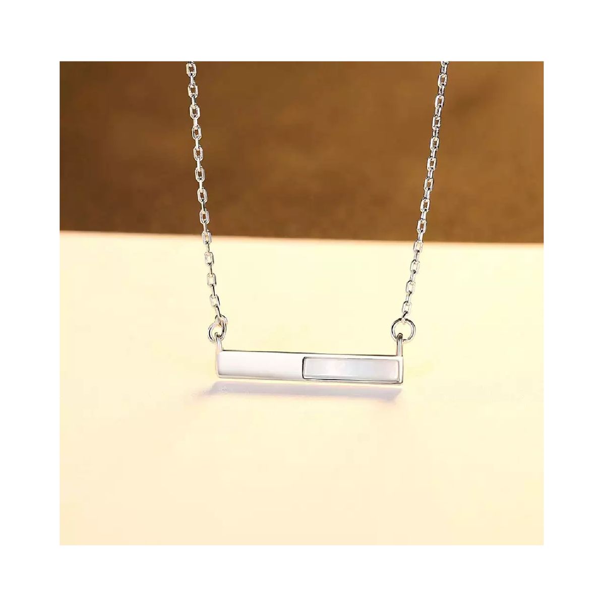 SILVER HEART - Collar tipo Cadena con Barra Horizontal en Plata Fina 925 SILVER HEART
