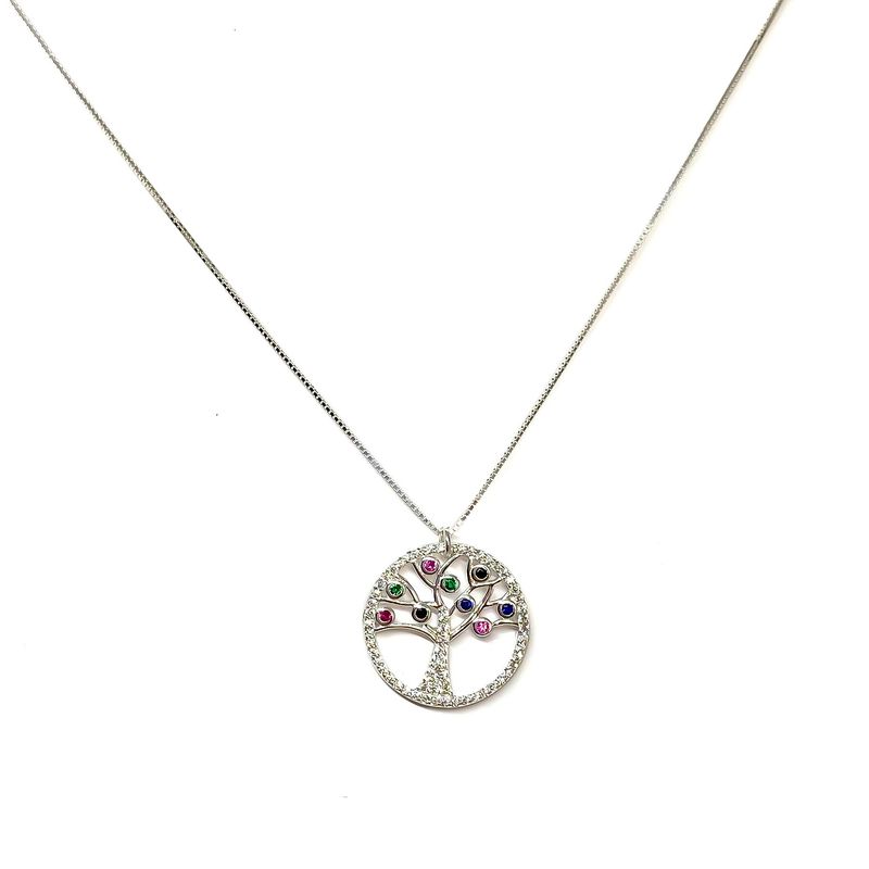 ANDREA COGGIOLA JOYAS - Collar Árbol de la Vida Circones Colores Plata Fina 925
