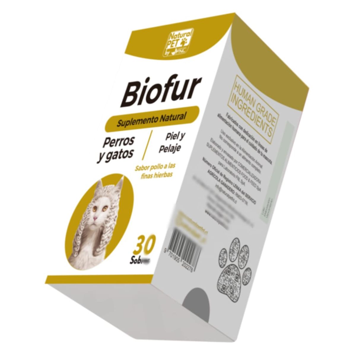 FNL - Biofur Perros Gatos 30 Sobres Piel y Pelaje Sabor a Pollo