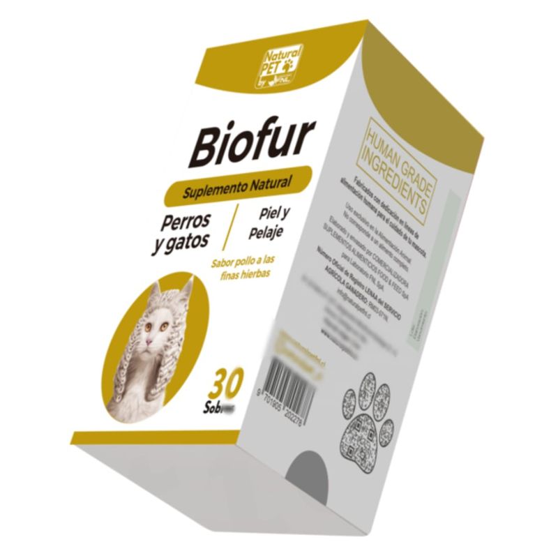 FNL - Biofur Perros Gatos 30 Sobres Piel y Pelaje Sabor a Pollo
