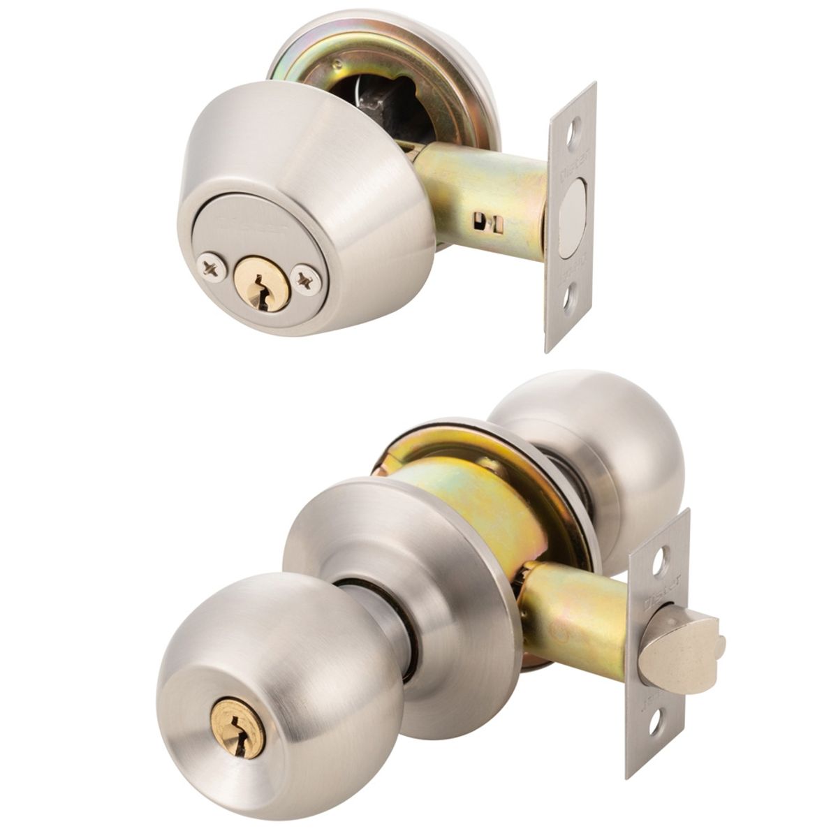 OISTER - Kit Oister Cerradura Cilíndrica Acceso + Cerrojo Tubular Llave-Llave - Plata