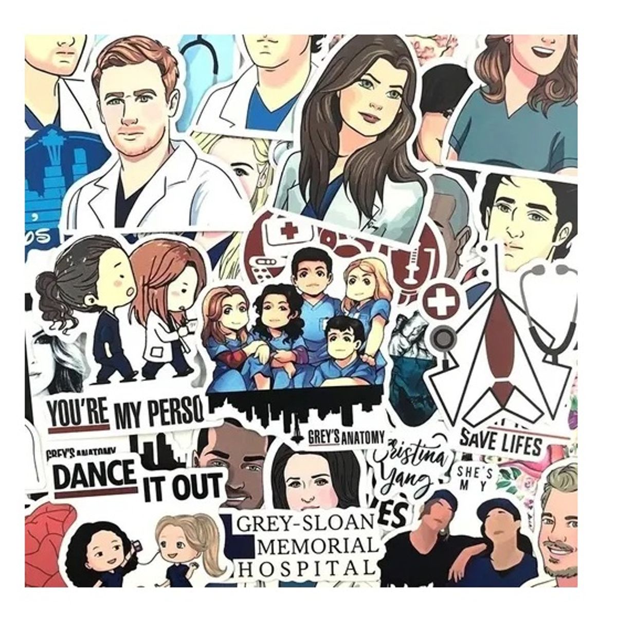 GARSIL - 50 Stickers Grey s Anatomy - Etiquetas Autoadhesivas