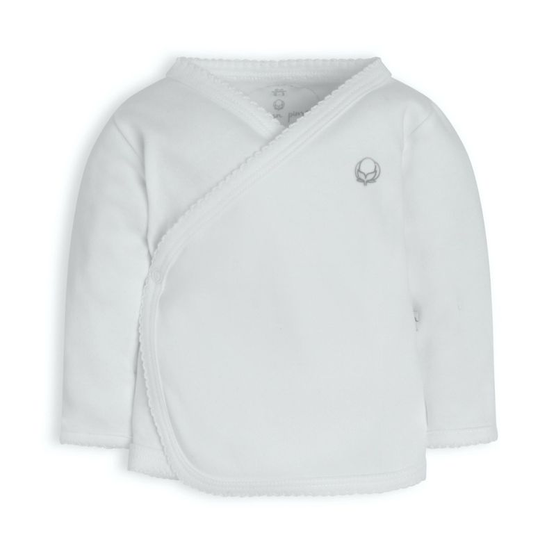 POMPON PIMA - Camiseta cruzada Manga Larga - Blanco - Algodon Pima - Pompon Pima