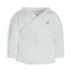 POMPON PIMA - Camiseta cruzada Manga Larga - Blanco - Algodon Pima -