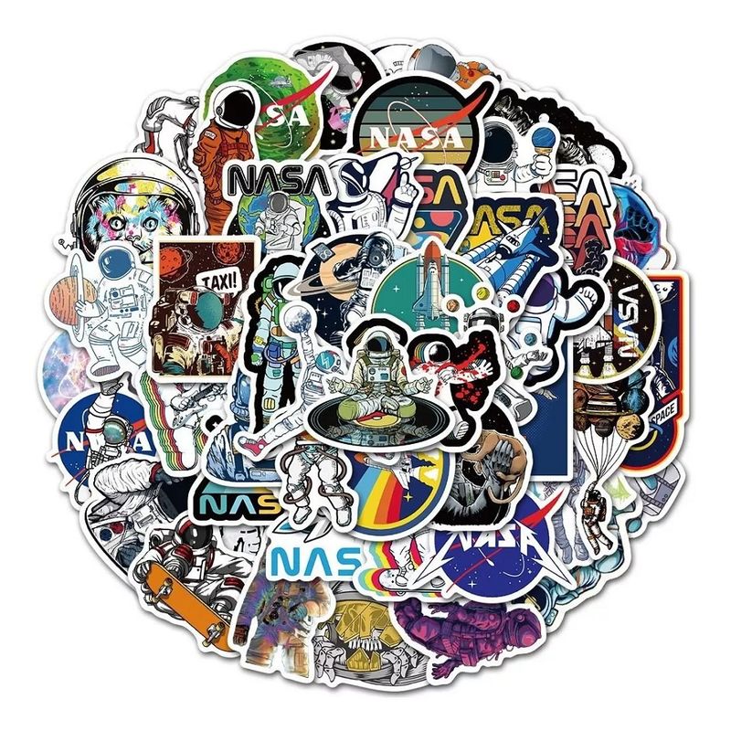 GARSIL - 50 Stickers Nasa - Astronauta - Etiquetas Autoadhesivas