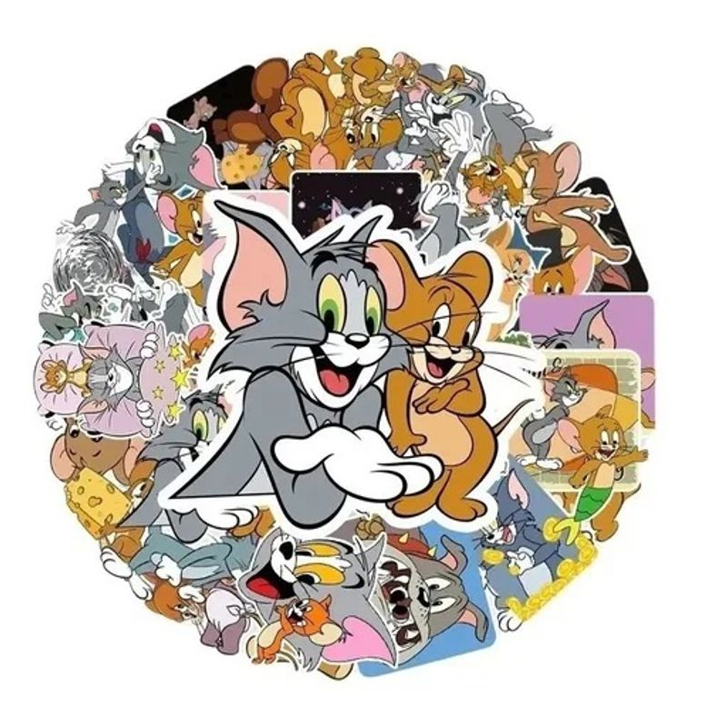GENERICO - 50 Stickers Tom Y Jerry - Etiquetas Autoadhesivas
