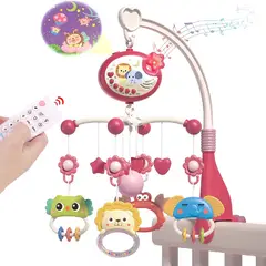 GENERICO - Móvil Giratorio Para Cuna Luz y Sonido Con Control 360 Rosa