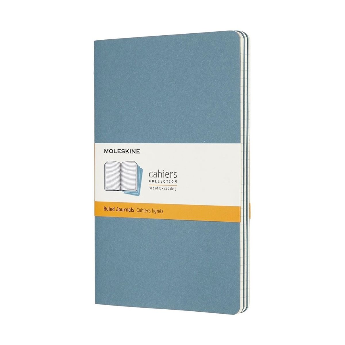 MOLESKINE - Libretas Cahier. Set de 3 T. Blanda XL Azul de rayas