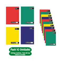 PROARTE - Cuaderno College mate 7mm 80 hjs Colores Ross x 10 uni