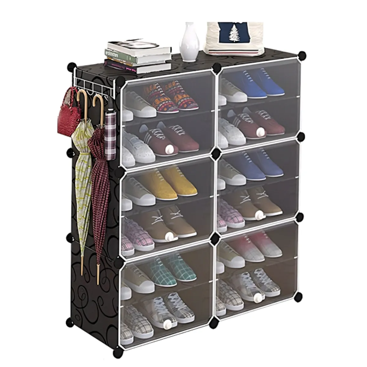 CRUSEC - Vitrina Zapatero Con Repisas Multiuso Estante Organizador