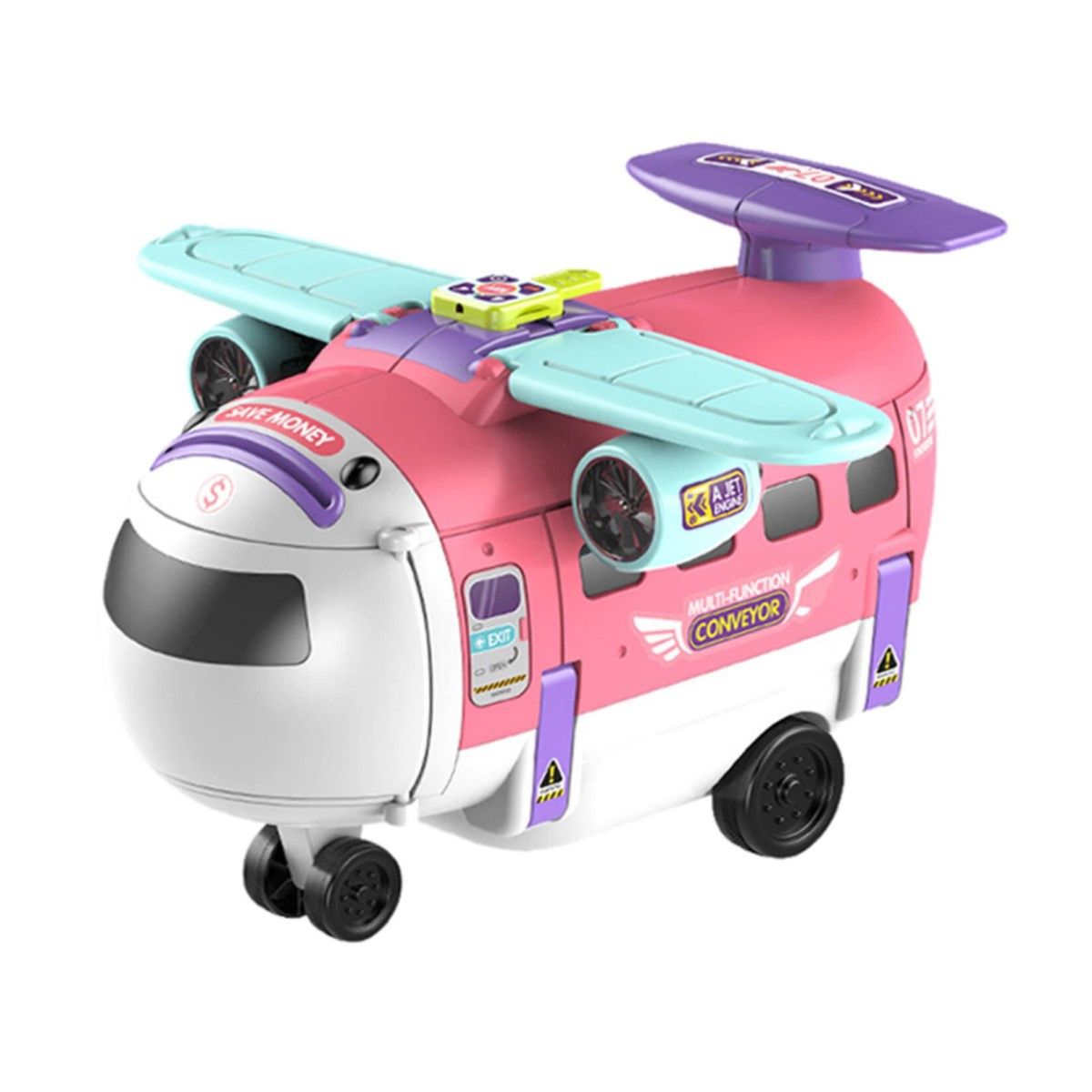 MON PETIT - Avion Juguete 3 en 1 Simulador de Piloto Alcancia - Rosado