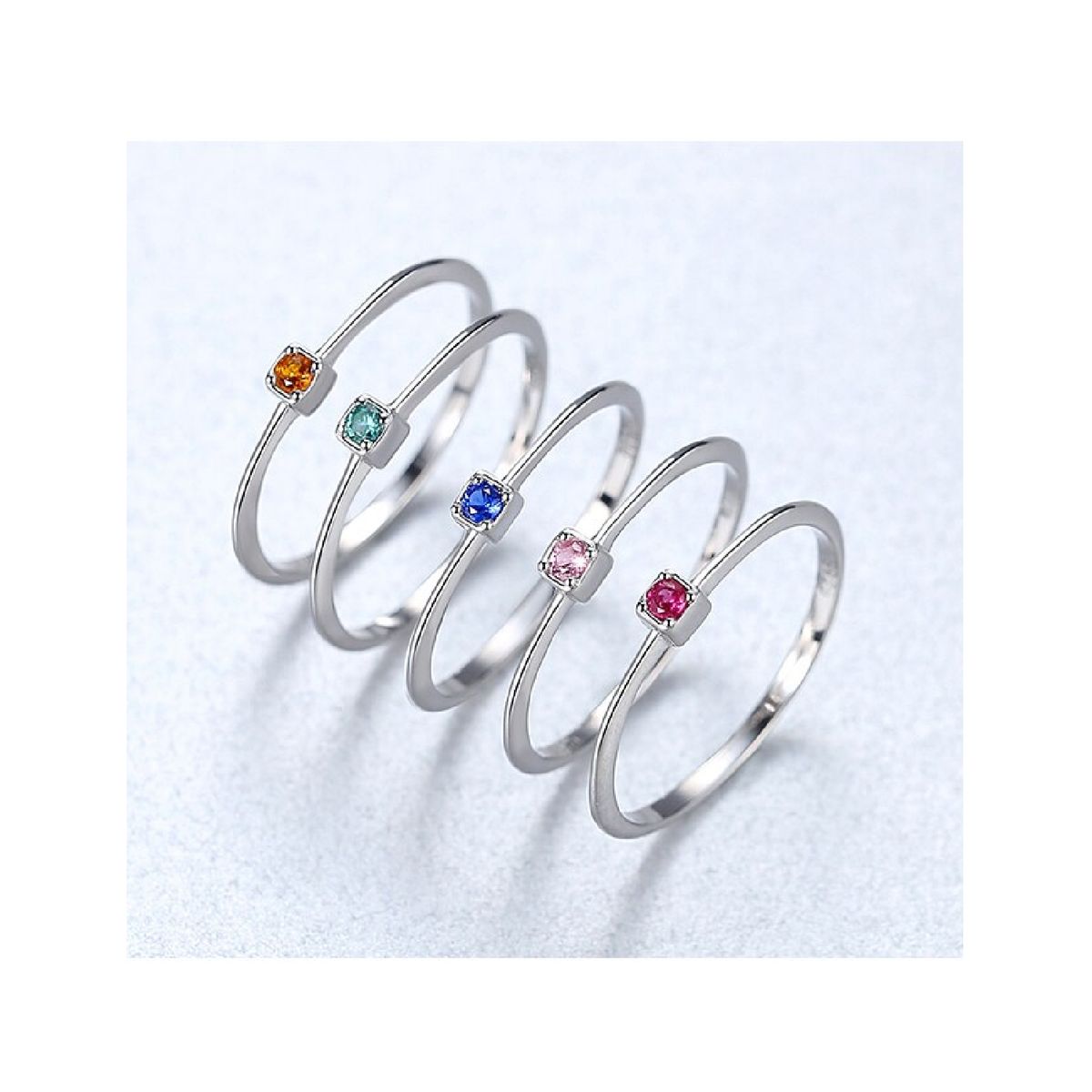 SILVER HEART - Anillo Solitario con Circón Azul en Plata Fina 925 SILVER HEART