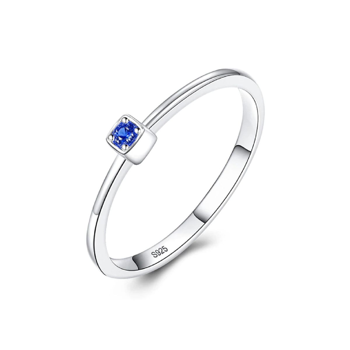 SILVER HEART - Anillo Solitario con Circón Azul en Plata Fina 925 SILVER HEART