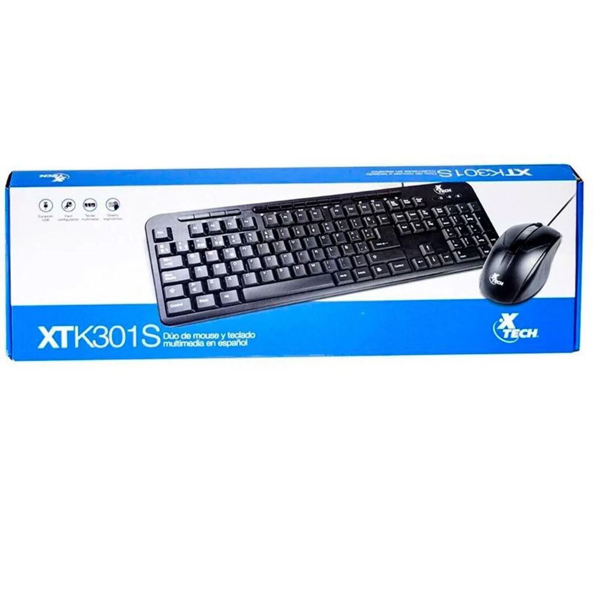 XTECH - Kit Teclado + Mouse Xtech Multimedia 1000dpi Español Negro XTECH