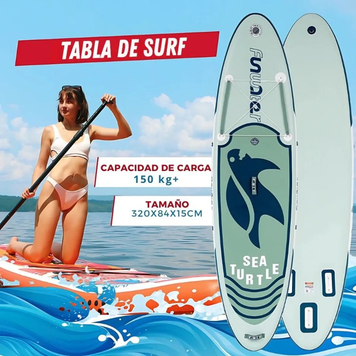 CRUSEC - Tabla SUP Inflable Multiuso Con Remo Stand-up Paddle
