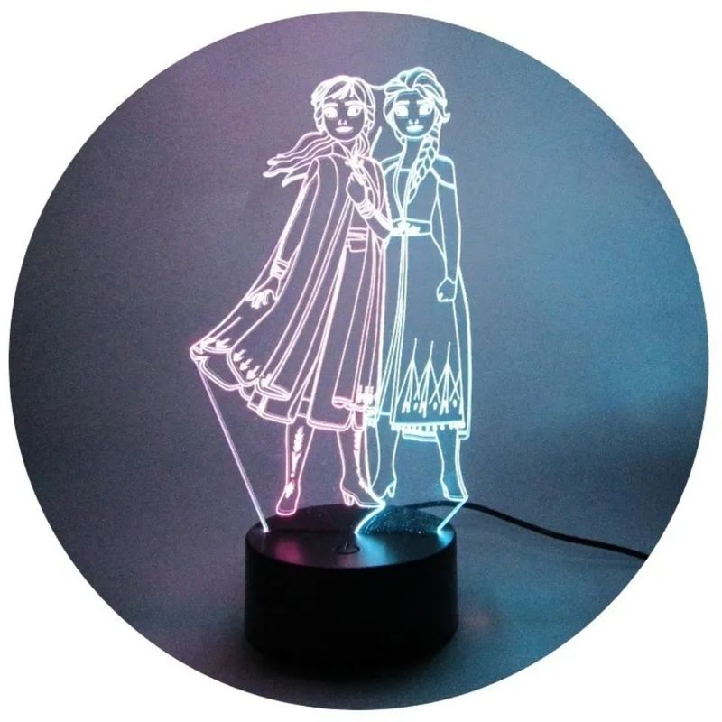 3DILUTION - Lámpara 3D Princesa Elsa Y Ana Frozen Dual Negra