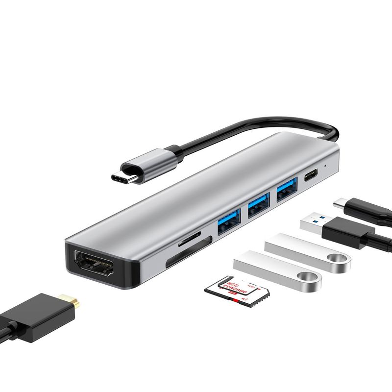 CRUSEC - Adaptador 7 En 1 Entrada Tipo C 4k Hdmi Mac Windows