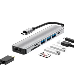 CRUSEC - Adaptador 7 En 1 Entrada Tipo C 4k Hdmi Mac Windows