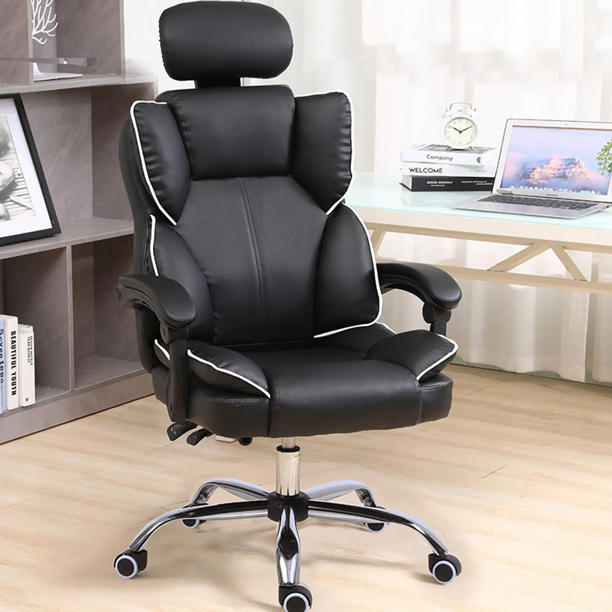 CRUSEC - Silla Pc Negra Sillón Regulable Ejecutiva Oficina Escritorio