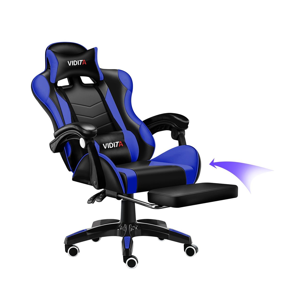VIDITA - Silla Gamer Profesional GX2000 con Reposapiés-Azul