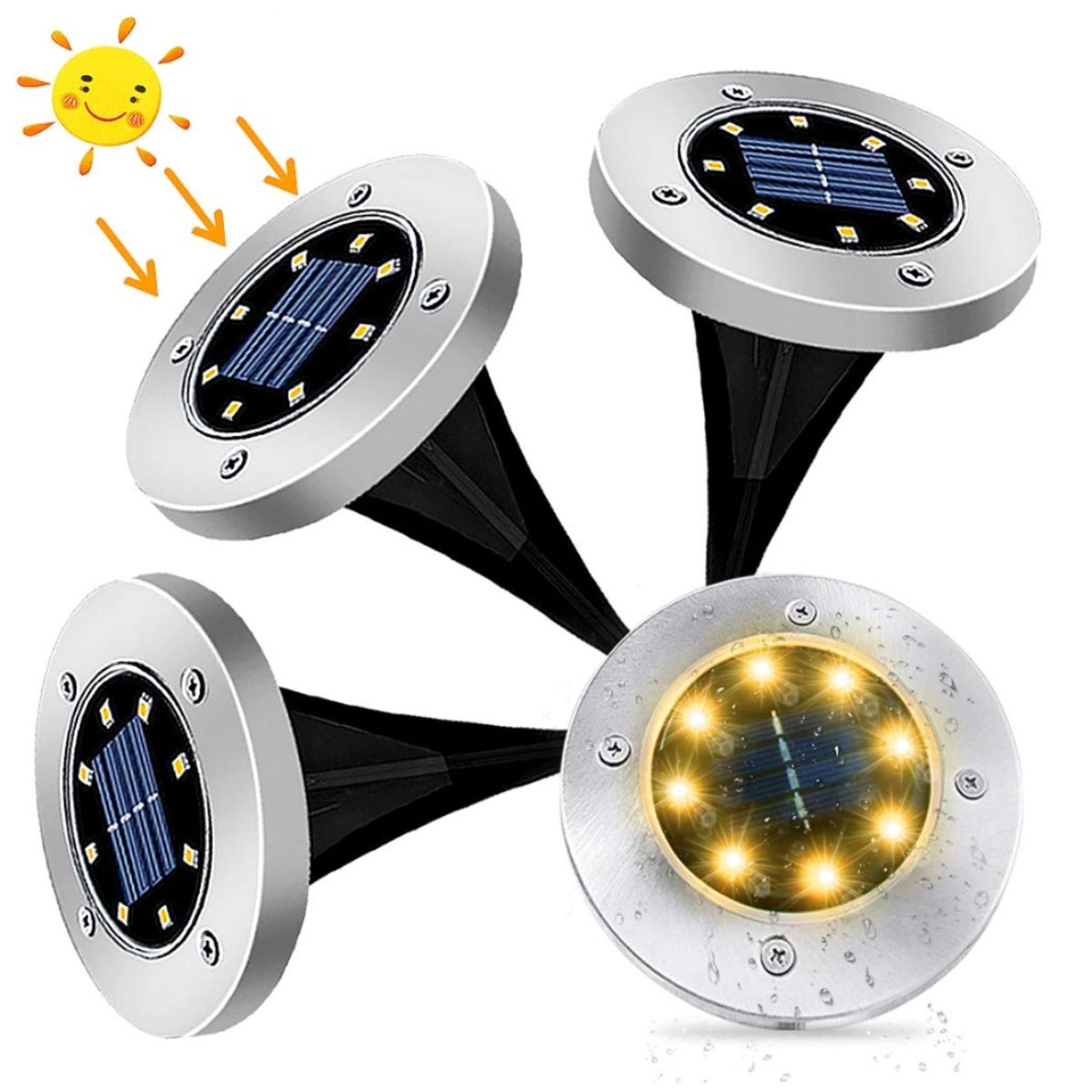 GENERICO - PACK 4 ESTACAS SOLAR DE 8 LED PARA JARDIN