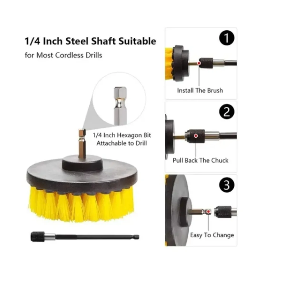 ESHOPANGIE - Set 4 Cepillos De Limpieza Para Taladro Auto Hogar Tapiz