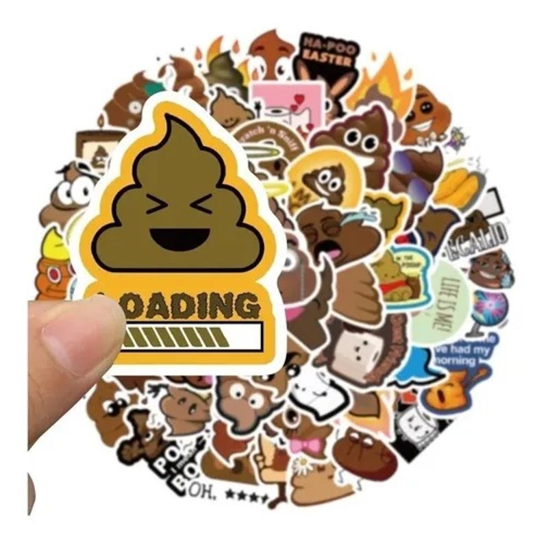 GARSIL - 50 Stickers Emoji Caca Kawaii - Etiquetas Autoadhesivas - S39