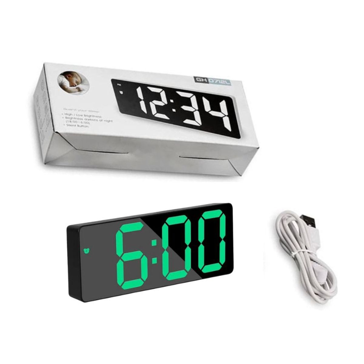 GENERICO - Reloj Despertador Digital Luz Verde