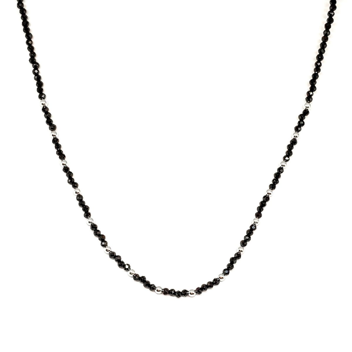 COGGIOLA - Collar Cristales Facetados Negros Plata Fina 925