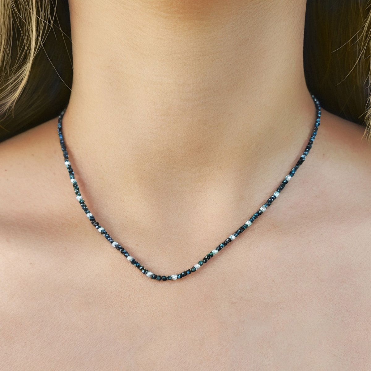 COGGIOLA - Collar Cristales Facetados Negros Plata Fina 925
