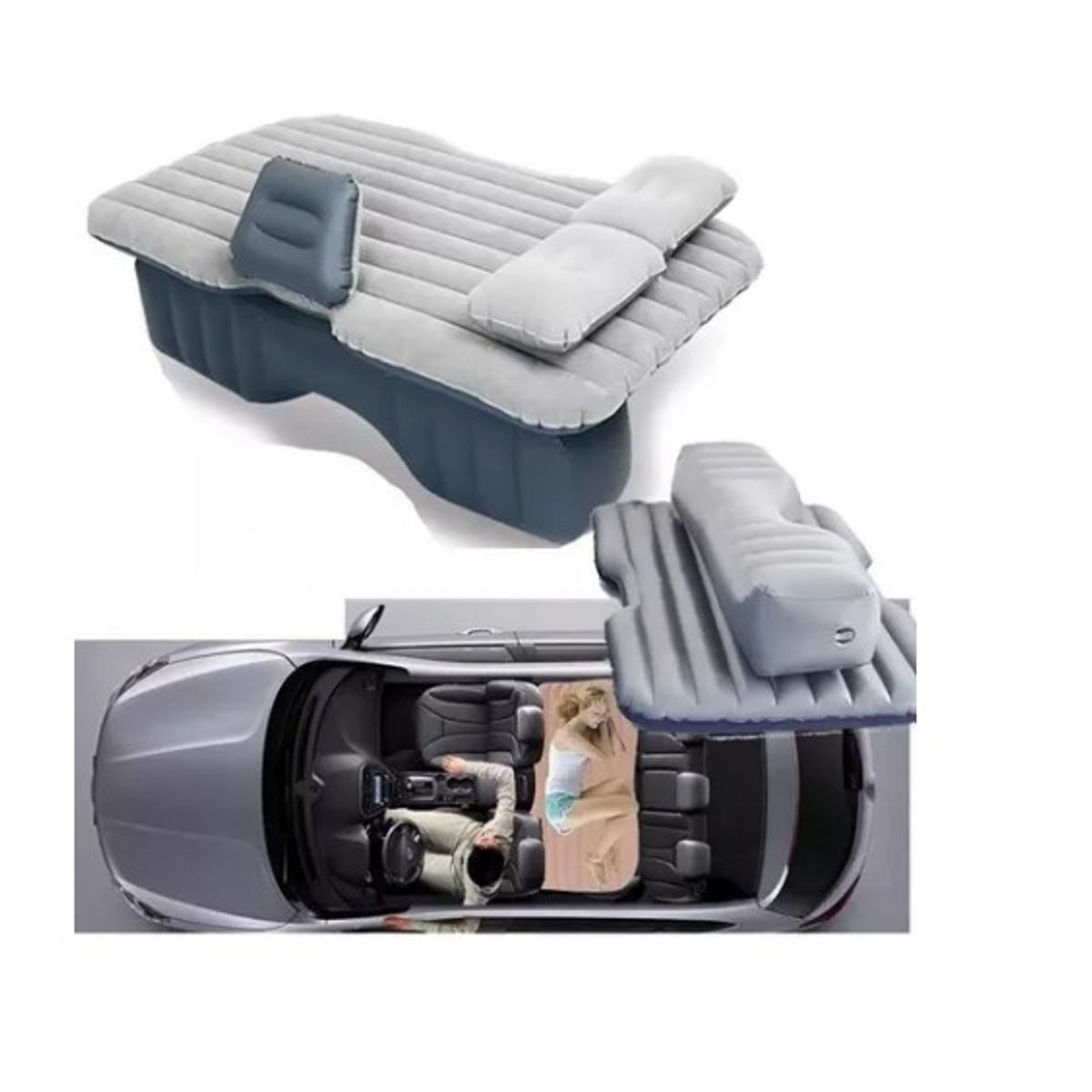 OFERTABKN - Colchon Inflable Con Compresor 12v Y 2 Almohadas Para Auto