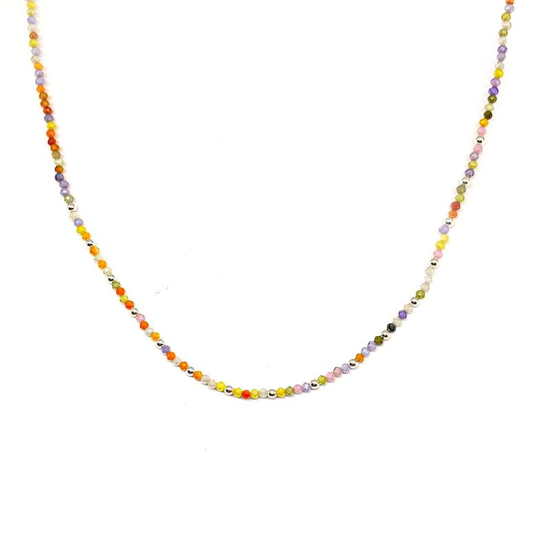 ANDREA COGGIOLA JOYAS - Collar Cristales Colores Facetados Plata Fina 925