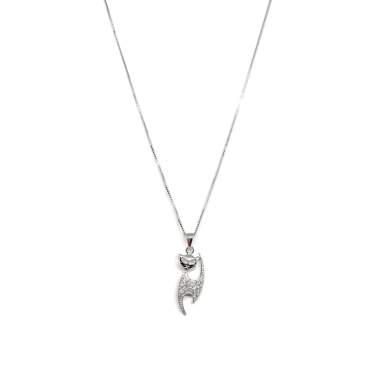 COGGIOLA - Collar Gato Circón Cadena Veneciana Plata Fina 925